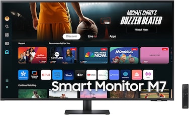 Samsung M7 M70D 43&quot; 4K UHD Smart Monitor, 60Hz, 4ms Response, Wi-Fi 5 &amp; Bluetooth 5.2, Built-In Speakers, Tizen OS, Black   LS43DM702UMXUE