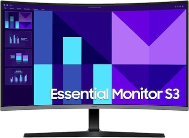 SAMSUNG Essential S3 Curved Monitor, 32&quot; VA Display, FHD Resolution, 100Hz Resolution, 4ms (GtG) Response Time, Eye Saver Mode, Flicker Free, 16.7m Color Support, Black   LS32D392GAMXUE