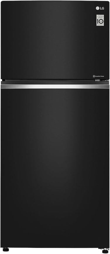 LG Top Mount Refrigerator, Multi-Shelf Design, Fresh Zone Storage, Matte Black Finish, Linear Cooling, Multi Air Flow, Hygiene Fresh, Door Cooling