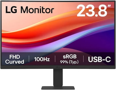 LG 24" Full HD Curved Monitor with USB-C, 100Hz Refresh Rate, and HDR10 &ndash; Model 24U421A