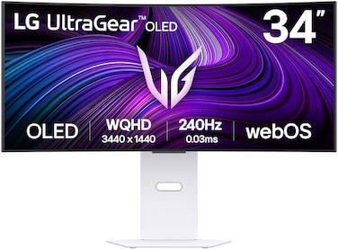 LG 34GX90SA-W UltraGear GX9s 34" Curved OLED Gaming Monitor &ndash; WQHD (3440x1440), 800R, 240Hz, 0.03ms, FreeSync Premium, VESA AdaptiveSync, HDR10, DCI-P3 98.5% Color, White