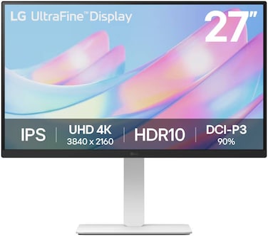 LG UltraFine Monitor, 27" IPS Display, 4K UHD Resolution, 60Hz Refresh Rate, 5ms (GtG at Faster) Response Time, 1.07b Color Display, Dynamic Action Sync, White   27US550-W