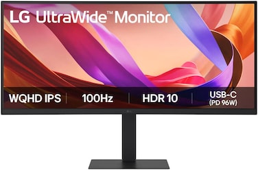 LG UltraWide Curved Monitor, 34" IPS Display, WQHD Resolution, 100Hz Refresh Rate, 5ms (GtG @ Faster) Response Time, 3800R Curvature, 1.07b Color Display, Black   34U650A-B
