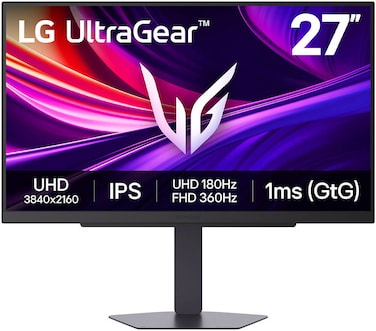 LG UltraGear G8 Gaming Monitor, 27" IPS Display, 4K UHD Resolution, 180Hz Refresh Rate, 1ms (GtG @ Faster) Response Time, NVIDIA G-Sync &amp; AMD FreeSync Premium Pro, Black   27G810A-B
