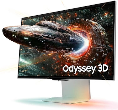 Samsung 27 Inch Odyssey 3D 4K G9 165Hz 1ms Gaming Monitor, Odyssey 3D Hub (AI 3D Video Coversion), Glass Free 3D, Spatial Audio, Edge Lighting, AMD Free Sync Premium, Silver - LS27FG900XMXUE
