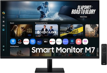 SAMSUNG 32 inch 4K Smart Monitor M7F with Vision AI, Ask Copilot, AI Picture Optimizer, SmartThings, Knox Security, Smart TV Apps, Gaming Hub, AVA, build in Speakers, Black, LS32FM702UMXUE
