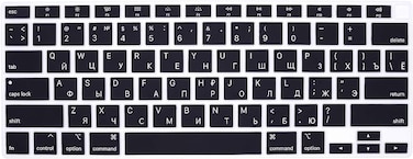USA Version Russian Language Silicone Keyboard Cover Compatible for MacBook Air 13" 2020 M1 Chip Model A2179/A2337 With Touch ID, Dust/Spill Protection, Easy Install &amp; Washable Protector, Black
