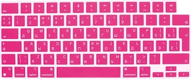 EU/UK Version Russian English Keyboard Cover for MacBook Air 15.3" M2 A2941/Air 13.6" M2 A2681, MacBook Pro 14.2"/16.2" 2023-2021 M3/M2/M1, A2918/A2992/A2779/A2442/A2991/A2780/A2485, Pink