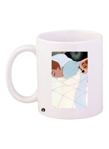 Dog Printed Coffee Mug White/Blue/Brown 11ounce