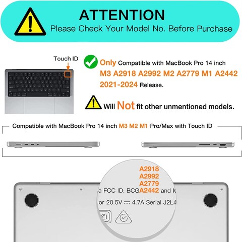 Hard Shell Case Cover Compatible with MacBook Pro 14-Inch Release 2024/2023/2022/2021 Model:- M3 A2918/A2992, M2 A2779, M1 A2442 Pro/ Max Chip with Touch ID, White Carbon Fiber Texture