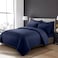 MAXQON 6-Piece Duvet Cover Set &ndash;Super King Size, Includes 1 Duvet Cover(240x260cm), 1 Fitted Sheet(200x200+30cm) 4 Pillowcases(53x75cm), Color Navy blue