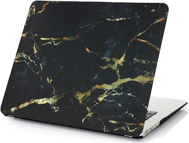 Plastic Hard Shell Case Cover Compatible with Older Version MacBook Air 13.3-Inch Model:- A1369/A1466 Release 2010 to 2017, Black Gold Marble