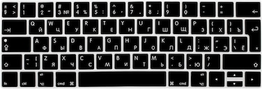 EU/UK Version Russian English Silicone Protective Keyboard Cover for Macbook Pro 13/15 Inch with Touch Bar Model A1706/A1707/A1989/A1990/A 2159, Release 2016/2017/2018/2019, Black