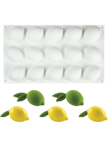 WOPODI 15 Cavity Lemon Silicone Mold, Mousse Chocolate Molds for Homemade Soap Cake Pastry Baking Cookies Pastry Tools Candle Lotion Bar Bath Bomb Plaster Bakeware Cupcakes Topper Moulds