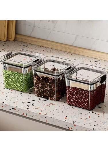 Food Storage Jars Clear Storage Containers with Lids, Pantry Organization Jar Spice Jar Blooming Tea, Coffee and Sugar Container, Small Canister Set for Kitchen（3pcs，700ml)