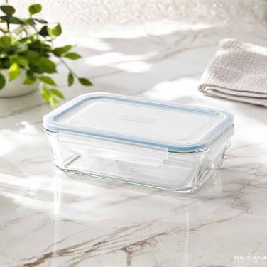 Glasslock 715ml Glass Food Storage Container Rectangular Airtight BPA Free Lid Microwave Freezer Safe Meal Prep Lunch Box