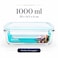 Glasslock 1000ml Glass Food Storage Container Rectangular Airtight BPA Free Lid Microwave Freezer Safe Meal Prep Lunch Box