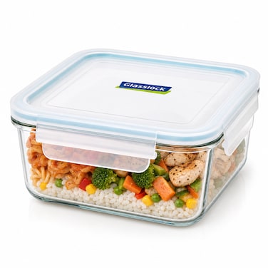 Glasslock 900ml Glass Food Storage Container Square Airtight BPA Free Lid Microwave Freezer Safe Meal Prep Lunch Box