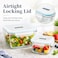 Glasslock 1200ml Glass Food Storage Container Square Airtight BPA Free Lid Microwave Freezer Safe Meal Prep Lunch Box