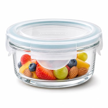 Glasslock 400ml Glass Food Storage Container Round Airtight BPA Free Lid Microwave Freezer Safe Meal Prep Lunch Box