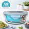 Glasslock 720ml Glass Food Storage Container Round Airtight BPA Free Lid Microwave Freezer Safe Meal Prep Lunch Box