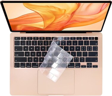 USA Version Clear Skin Silicone Keyboard Cover Compatible for MacBook Air 13" 2020 M1 Chip Model A2179/A2337 With Touch ID, Dust/Spill Protection, Easy Install &amp; Washable Protector, Clear/White