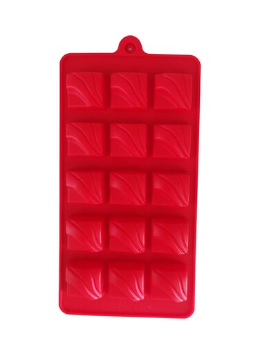 15 Cavity Square Cube Mousse Mold, Red Silicone Baking Mould