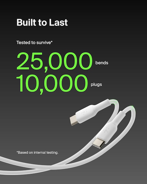 Belkin BoostCharge USB-C to USB-C fast charger cable, USB type C charger cable fast charging for iPhone 16, 15, Samsung Galaxy S24, Pixel, iPad, MacBook, Nintendo Switch and more - 1m, 2pack, White