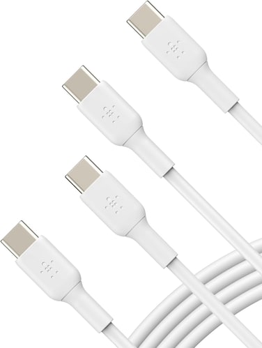 Belkin BoostCharge USB-C to USB-C fast charger cable, USB type C charger cable fast charging for iPhone 16, 15, Samsung Galaxy S24, Pixel, iPad, MacBook, Nintendo Switch and more - 1m, 2pack, White