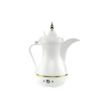 Electric Arabic Coffee Dallah Pot 400ml White &amp; Gold, Fast Heating Coffee &amp; Tea Maker with Keep Warm