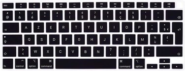 EU/UK Layout French Language Silicone Keyboard Cover for MacBook Air 13" 2020 M1 Chip Model A2179/A2337 With Touch ID, Dust/Spill Protection, Easy Install &amp; Washable Accessories Protector, Black