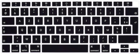 EU/UK Layout French Language Silicone Keyboard Cover for MacBook Air 13&quot; 2020 M1 Chip Model A2179/A2337 With Touch ID, Dust/Spill Protection, Easy Install &amp; Washable Accessories Protector, Black