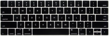 USA Version English Silicone Protective Keyboard Cover for Macbook Pro 13/15 Inch with Touch Bar Model A1706/A1707/A1989/A1990/A 2159, Release 2016/2017/2018/2019, Black