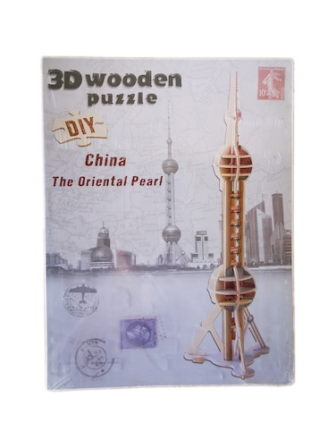 3D Wooden Puzzle DIY Kit, Oriental Pearl Tower Shanghai Landmark, Educational Construction Model