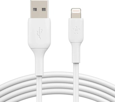 Belkin Lightning Cable (Boost Charge Lightning to USB Cable for iPhone, iPad, AirPods) MFi-Certified iPhone Charging Cable (White, 1m)