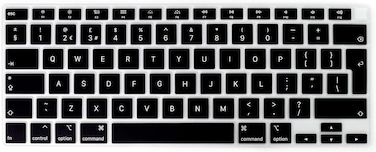 EU/UK Layout English Language Silicone Keyboard Cover for MacBook Air 13" 2020 M1 Chip Model A2179/A2337 With Touch ID, Dust/Spill Protection, Easy Install &amp; Washable Accessories Protector, Black