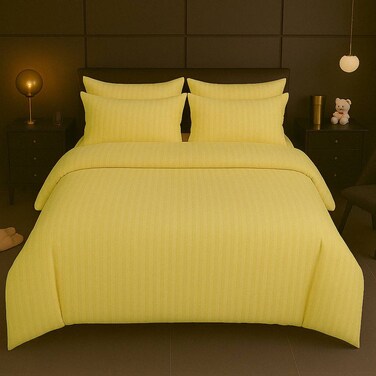 MAXQON 4-Piece Duvet Cover Set &ndash;Single Size, Includes 1 Duvet Cover(150x200cm), 1 Fitted Sheet(120x200+20cm) 2 Pillowcases(53x75cm), Color Cream