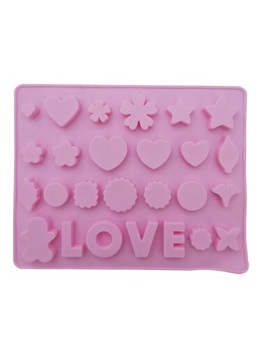 Love Heart Rose Flower Shaped Chocolate Mold, Pink Silicone Mould for Baking