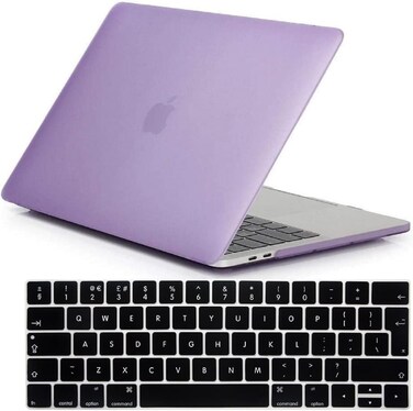 Hard Shell Case &amp; UK Layout English Keypad Cover Compatible for MacBook New Pro 13&quot; with Touch Bar and Touch ID, Model A1706/A1708/A2159/A1989, Release in 2016/2017/2018, Purple