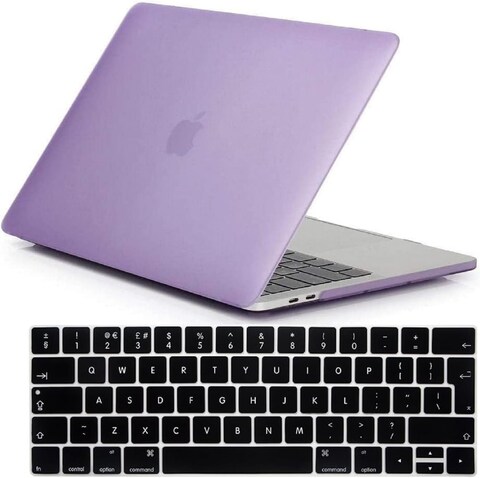 Hard Shell Case &amp; UK Layout English Keypad Cover Compatible for MacBook New Pro 13&quot; with Touch Bar and Touch ID, Model A1706/A1708/A2159/A1989, Release in 2016/2017/2018, Purple