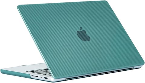 Hard Shell Case Cover Compatible with MacBook Pro 14-Inch Release 2024/2023/2022/2021 Model:- M3 A2918/A2992, M2 A2779, M1 A2442 Pro/ Max Chip with Touch ID, Night Green Carbon Fiber Texture