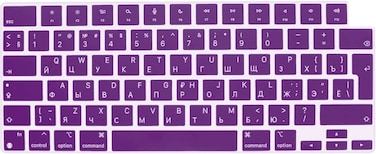 EU/UK Version Russian English Keyboard Cover for MacBook Air 15.3" M2 A2941/Air 13.6" M2 A2681, MacBook Pro 14.2"/16.2" 2023-2021 M3/M2/M1, A2918/A2992/A2779/A2442/A2991/A2780/A2485, Purple