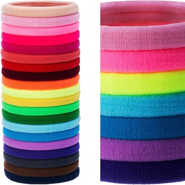 Colorful Elastic Hair Ties - 20PCS Soft Stretch No Damage Hair Bands for Women, Girls &amp; Kids - Assorted Rainbow Colors for All Hair Types (Multicolor)