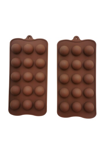 3D Half Ball Sphere Silicone Mold &ndash; Non-Stick Chocolate Cube Cake Baking Mould for Hot Chocolate Bombs, Dome Mousse, Jelly, Ice Cubes, DIY Crafts &ndash; Brown (Set Of 2)