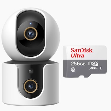 Xiaomi C500 Dual Smart Security Camera with 256GB Memory Card Support, 2K HD WiFi Home Surveillance Camera with Night Vision, Motion Detection, Two-Way Audio, Indoor Baby &amp; Pet Monitor