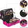 Large Makeup Bag 3 Layers Professional Train Cosmetic Bag Makeup Organizer Case Portable Artist Storage Brush Box with Adjustable Dividers and Strap for Makeup Accessories, Pink