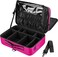 Large Makeup Bag 3 Layers Professional Train Cosmetic Bag Makeup Organizer Case Portable Artist Storage Brush Box with Adjustable Dividers and Strap for Makeup Accessories, Pink
