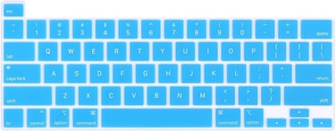 US Version English Language Silicone Keyboard Cover for Newest MacBook Pro 16" 2019 with Touch Bar Model A2141 &amp; MacBook Pro 13" 2020 with Touch Bar Model A2338 M1 M2 Chip/A2289/A2251, Sky Blue