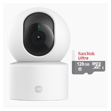 XIAOMI C201 Smart Security Camera with 128GB Memory Card – 360° Full HD WiFi Indoor Surveillance Camera with Night Vision & Motion Detection