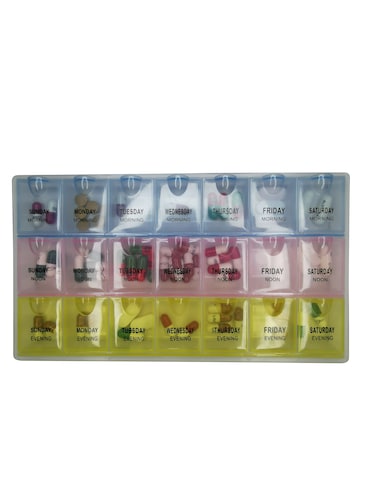 Portable Weekly Pill Organizer Three Times A Day, Pill Case Medicine Planner Vitamin Organizer Box